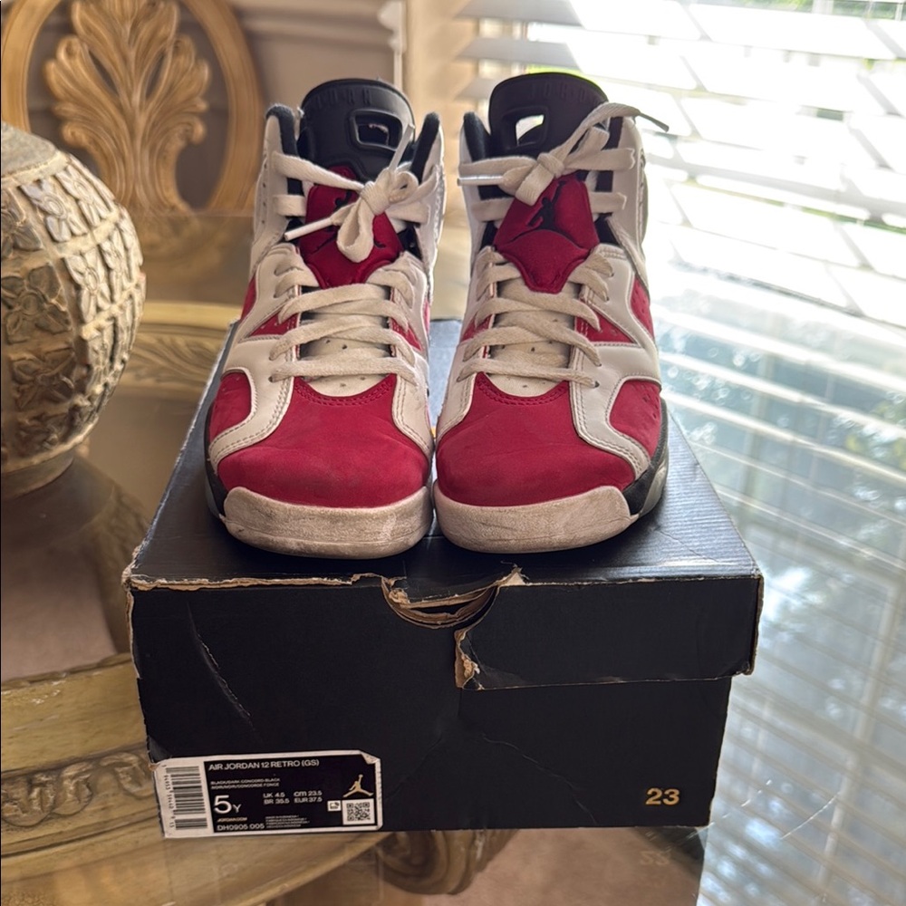 Jordan 6 Red and White Kids Sneakers
